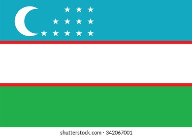 Flag of Uzbekistan. Vector illustration.