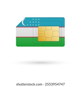 Flag of Uzbekistan. Vector illustration of SIM Card with flag on white background