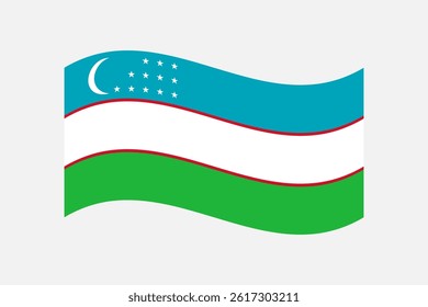 Flag of Uzbekistan. Uzbekistan wavy flag digital vector illustration. Fluttering flag.