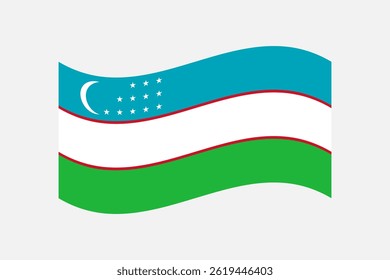 Flag of Uzbekistan. Uzbekistan wavy flag digital vector illustration. Fluttering flag.
