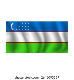 Bandeira do Uzbequistão ondulações onduladas ao vento, com dobras 3d