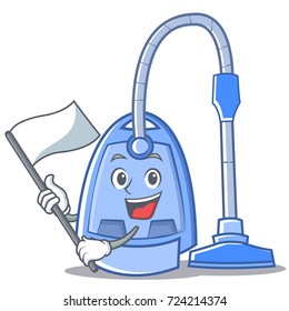 With flag vacuum cleaner character cartoon