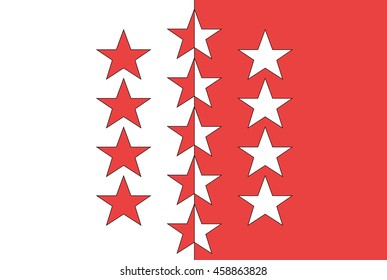Flag of Valais canton of Switzerland. Vector illustration