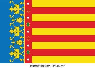 Flag of Valencia autonomous communities of the Spain. Vector illustration.