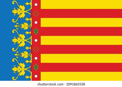 Die Flagge der Autonomen Gemeinschaft Valencia ist eine autonome Gemeinschaft Spaniens. Vektorgrafik