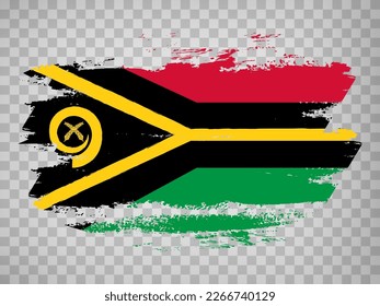 Flag of  Vanuatu brush stroke background.  Flag Republic of Vanuatu on transparent background for your design, app, UI.  Stock vector. EPS10.