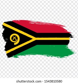 Flag Vanuatu from brush strokes. Flag Republic of Vanuatu on transparent background for your web site design, logo, app, UI. Oceania. Stock vector.  EPS10.