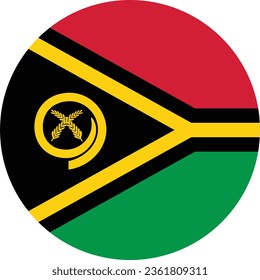 Flag of Vanuatu. Button flag icon. Standard color. Circle icon flag. Computer illustration. Digital illustration. Vector illustration.
