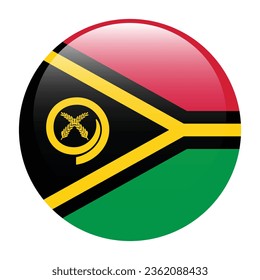 Bandera de Vanuatu. Icono de indicador de botón. Color estándar. Indicador de icono de círculo. 3 quinquies ilustración. Ilustración del equipo. Ilustración digital. Ilustración vectorial.