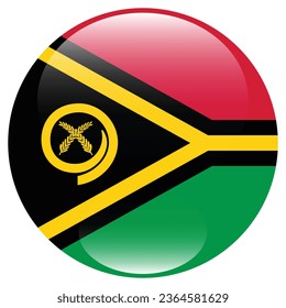 Flagge von Vanuatu. Button-Flag-Symbol. Standardfarbe. Circle Icon Flag. 3D-Abbildung. Computergrafik. Digitale Illustration. Vektorgrafik.