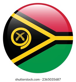 Flag of Vanuatu. Button flag icon. Standard color. Circle icon flag. 3d illustration. Computer illustration. Digital illustration. Vector illustration.