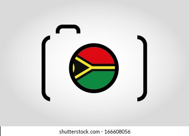 The flag of Vanuatu in a Camera Lens