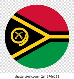 Flag of Vanuatu. Vanuatu circle flag logo icon computer vector illustration design. Checkerboard background.