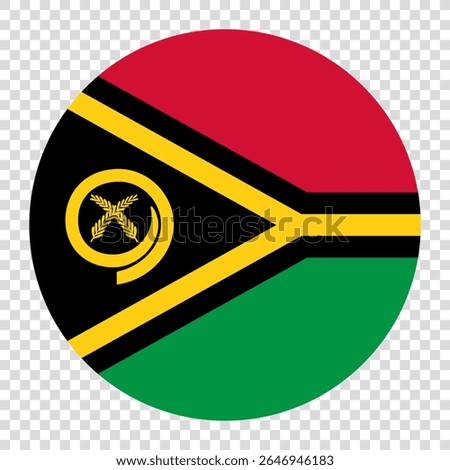 Flag of Vanuatu. Vanuatu circle flag logo icon computer vector illustration design. Checkerboard background.