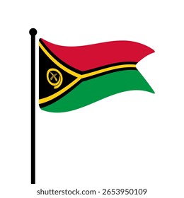 Bandeira de Vanuatu. Bandeira de Vanuatu computador digital vetor ilustração ícone design. Bandeira de mastro flutuante.