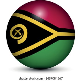 Flag of Vanuatu in the form of a ball isolated on white background.