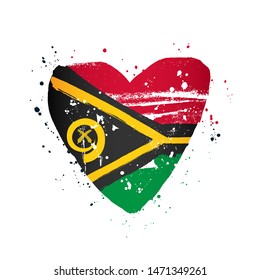 Flag of Vanuatu in the form of a big heart. Vector illustration on a white background. Brush strokes are drawn by hand. Independence Day.