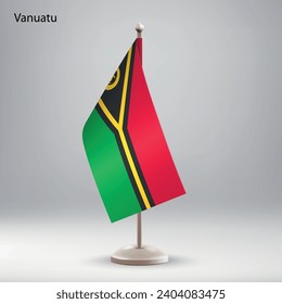 Bandera de Vanuatu colgando en un puesto de bandera. Utilizable para la presentación en la cumbre o en la conferencia