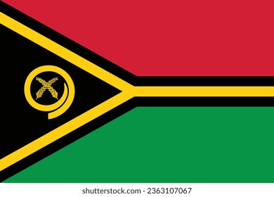 Flag of Vanuatu. Flag icon. Standard color. Standard size. A rectangular flag. Computer illustration. Digital illustration. Vector illustration.