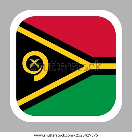 The flag of Vanuatu. Flag icon. Standard color. flat vector square with rounded corners. Computer illustration. Digital illustration. Vector illustration