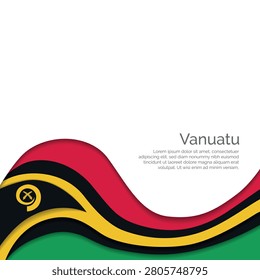Flag of Vanuatu. Paper Cut Style and Waving Design with Modern Presentation Layout. Waving effect with realistic shadows and gradients. Ideal for international projects, travel materials and cultural presentations