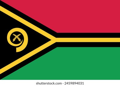 Flag of Vanuatu. Red-black-green flag with a boar's tusk. State symbol of the Republic of Vanuatu.