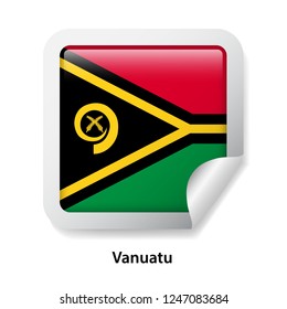Flag of Vanuatu. Round glossy badge sticker