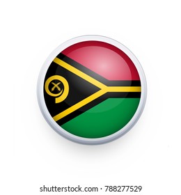 Flag of Vanuatu as round glossy icon. Button with Vanuatu flag. National flag for country of Vanuatu isolated, banner vector illustration. Vector illustration eps10.