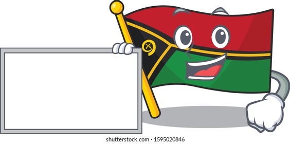 Flag vanuatu Scroll with board cartoon mascot design style