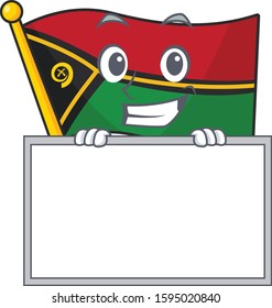 Flag vanuatu Scroll cartoon character style grinning with board