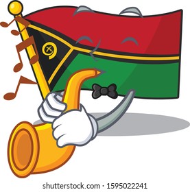 flag vanuatu Scroll cartoon character design performance with trumpet