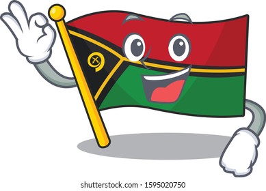 Flag vanuatu Scroll mascot design making an Okay gesture