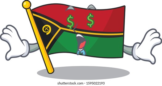 Flag vanuatu Scroll with Money eye cartoon character style