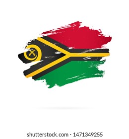 Flag of Vanuatu. Vector illustration on a white background. Brush strokes are drawn by hand.