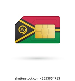 Flag of Vanuatu. Vector illustration of SIM Card with flag on white background