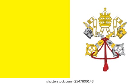 Flag of Vatican City, 16:9 Format, Vatican City Flag, Vector Images