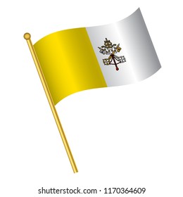 Flag of Vatican City, Vatican City flag Golden waving isolated vector illustration eps10.