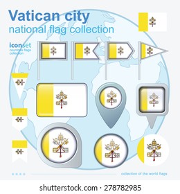  Flag of Vatican city, icon collection, vector illustration