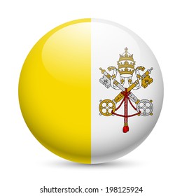 Flag of Vatican City as round glossy icon. Button with flag design