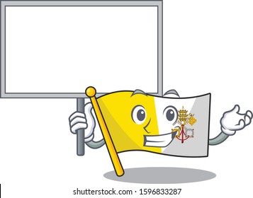 Flag vatican city Scroll cute cartoon character bring a board