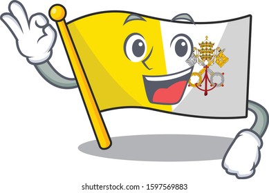 Flag vatican city Scroll mascot design making an Okay gesture