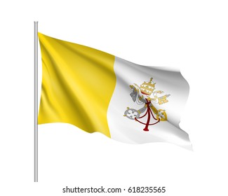 Waving Flag Vatican City On Flagpole Stock Vector (Royalty Free ...