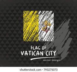 Flag of Vatican City, vector chalk illustration on black background