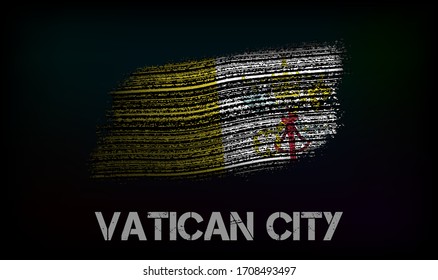 Bandera de la Ciudad del Vaticano. Ilustración vectorial en estilo grunge con grietas y abrasiones. Buena imagen para imprimir