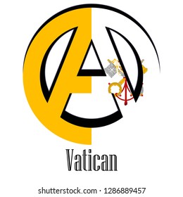 Flag of The Vatican City of the world in the form of a sign of anarchy, which stands for freedom and equality of people.