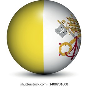 Flag of Vatican in the form of a ball isolated on white background.