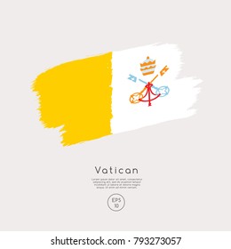 Flag of Vatican in Grunge Brush Stroke : Vector Illustration