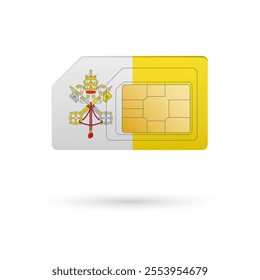 Flag of Vatican. Vector illustration of SIM Card with flag on white background