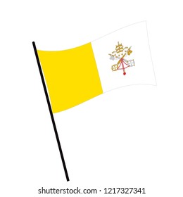 Flag of Vatican  , Vatican  flag waving isolated vector illustration