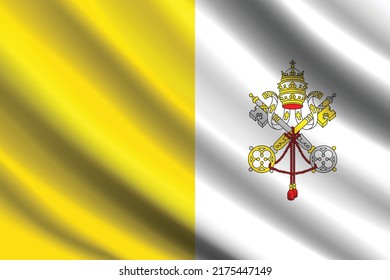flag of Vatika City, independence day and national day wavy flag image, Vatika country flag. 